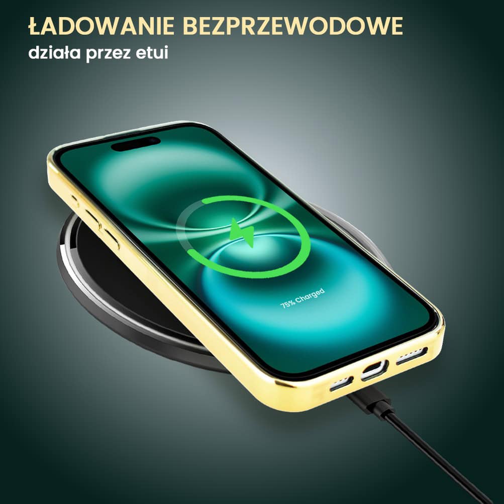 Etui do iPhone 16, Elite Glass z MagSafe, szklany tył, złote drzewa w stylu japońskim, złote