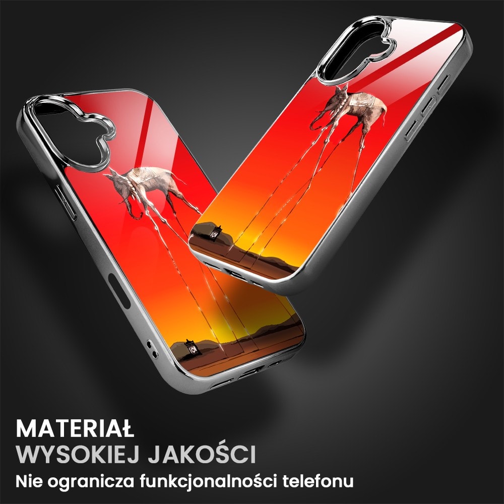 Etui do iPhone 16 Plus, Elite Glass z MagSafe, Salvador Dali, słoń, czarne