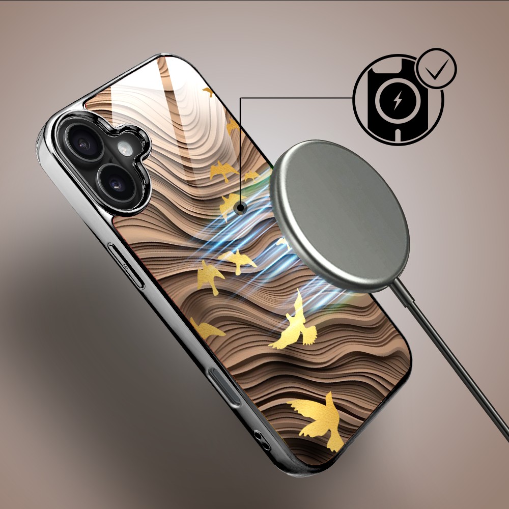 Etui do iPhone 16 Plus, Elite Glass z MagSafe, szklany tył, Zwierzęta, Piaskowa odyseja, czarne