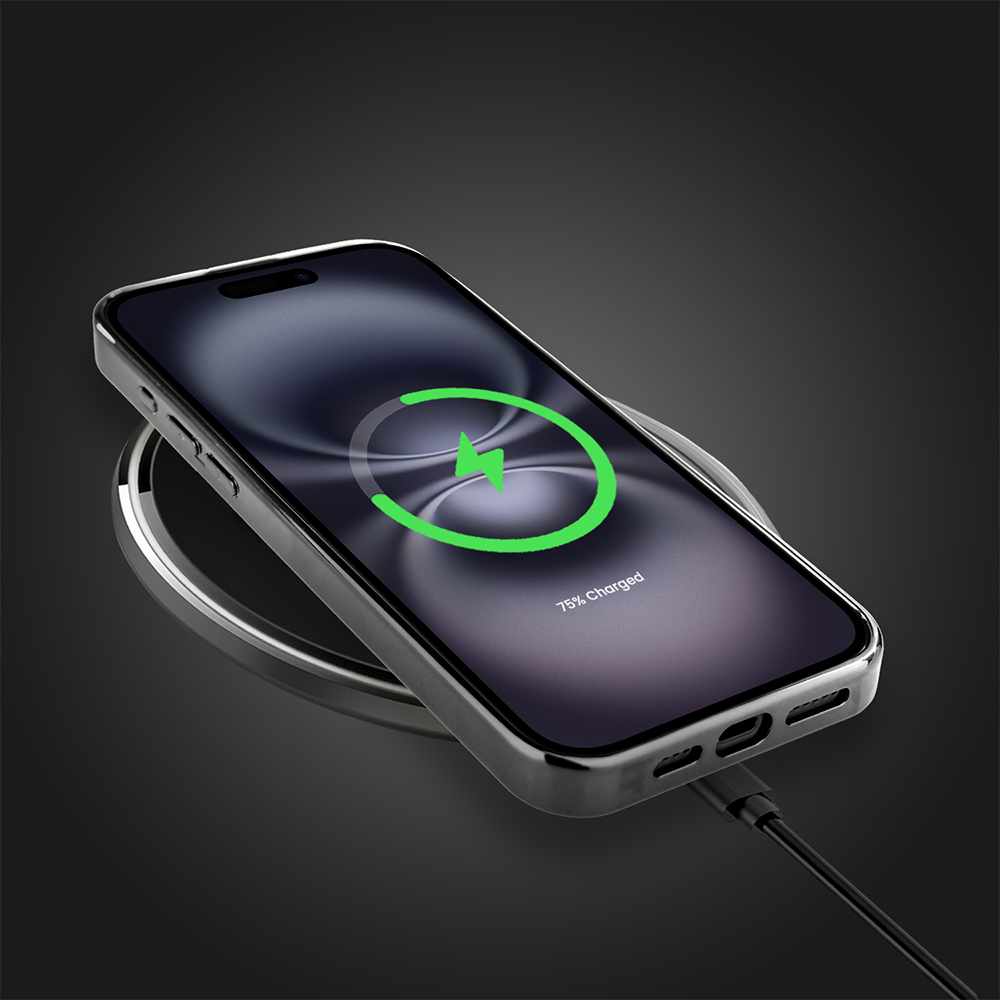 Etui do iPhone 16, Elite Glass z MagSafe, szklany tył, Golden Midnight, Skrzydła motyla, czarne