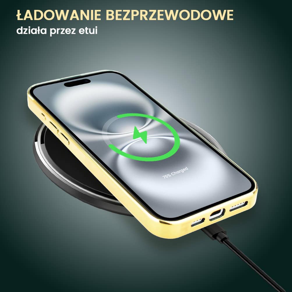 Etui do iPhone 16, Elite Glass z MagSafe, Kintsugi, biała porcelana, złote