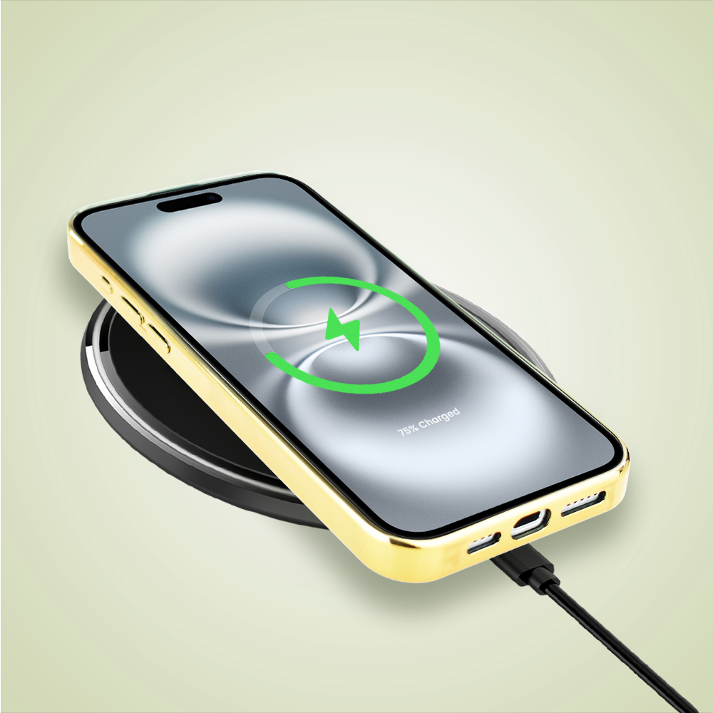 Etui do iPhone 16, Elite Glass z MagSafe, szklany tył, Kwiaty, Taniec ważek, złote