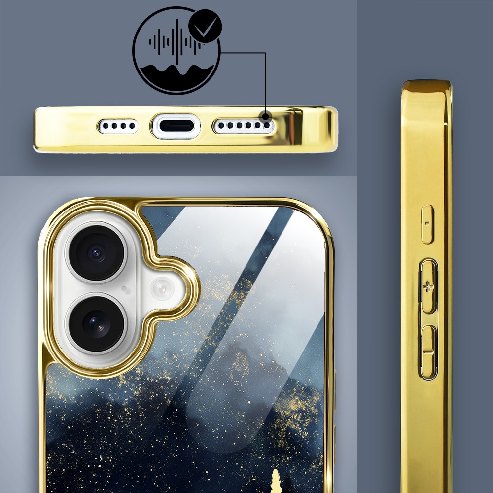 Etui do iPhone 16, Elite Glass z MagSafe, szklany tył, Kwiaty, Złote Trawy o Zmierzchu, złote