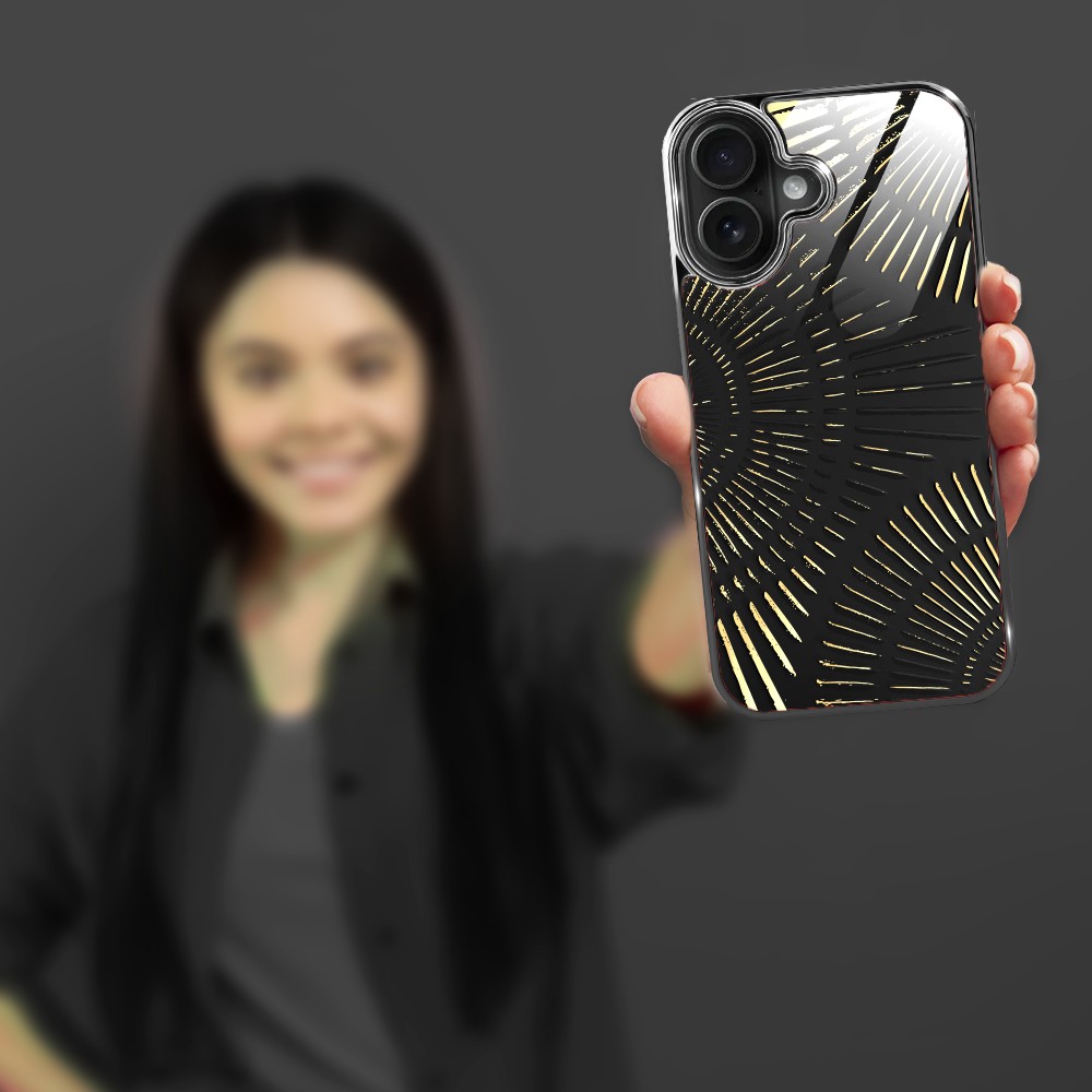 Etui do iPhone 16, Elite Glass z MagSafe, szklany tył, Mistyczne wzory, Boski promień czarne, czarne