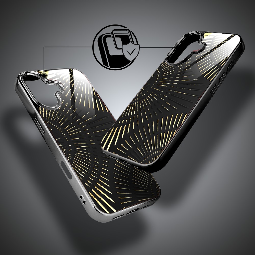 Etui do iPhone 16, Elite Glass z MagSafe, szklany tył, Mistyczne wzory, Boski promień czarne, czarne