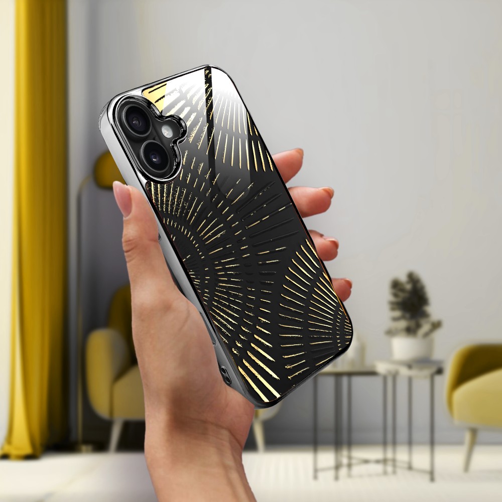 Etui do iPhone 16, Elite Glass z MagSafe, szklany tył, Mistyczne wzory, Boski promień czarne, czarne