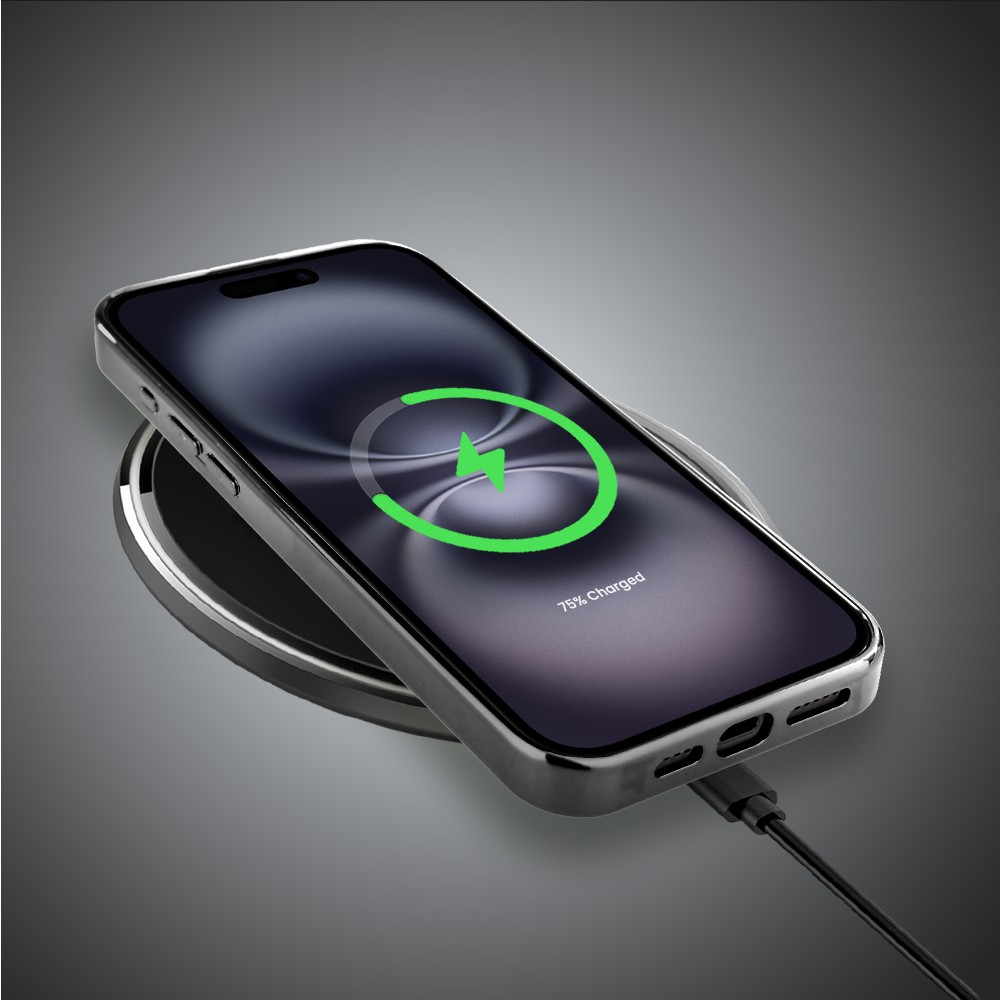 Etui do iPhone 16, Elite Glass z MagSafe, szklany tył, Mistyczne wzory, Boski promień czarne, czarne