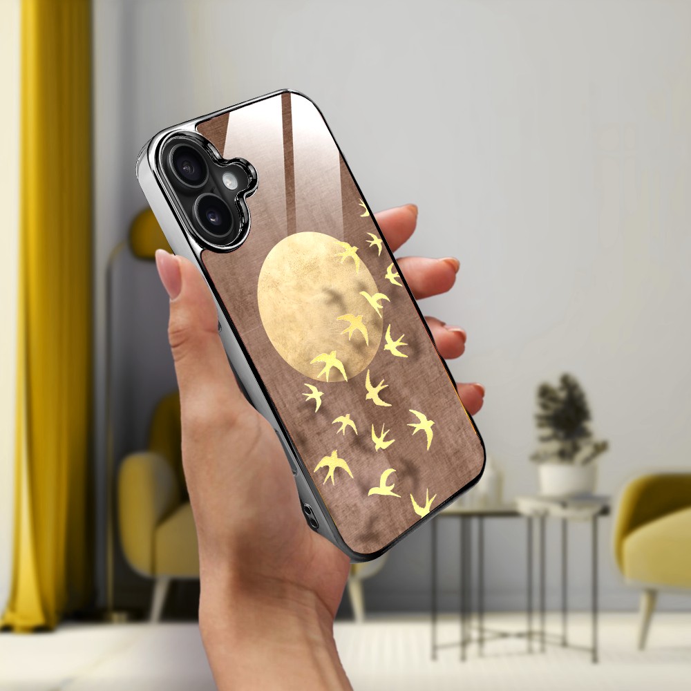 Etui do iPhone 16 Plus, Elite Glass z MagSafe, szklany tył, Zwierzęta, Taniec jaskółek, czarne