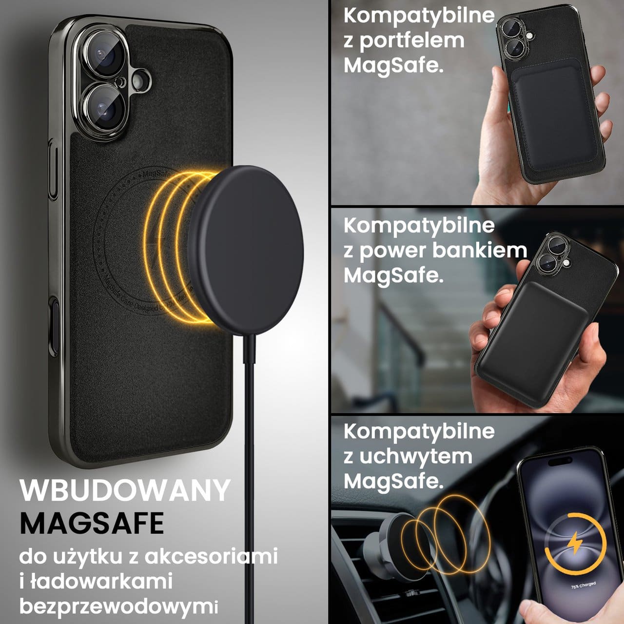 Etui do iPhone 16 Elite MagSafe Leather, cienkie, czarne