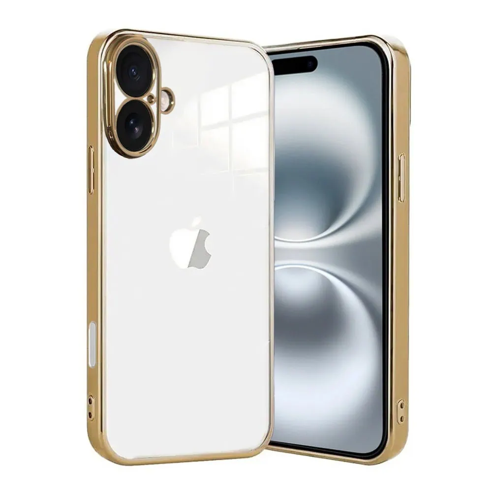 Etui do iPhone 16 Plus Gold Edition przeźroczyste Sulada oryginal, złote