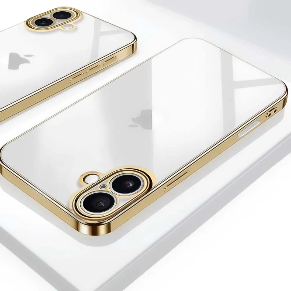Etui do iPhone 16 Plus Gold Edition przeźroczyste Sulada oryginal, złote