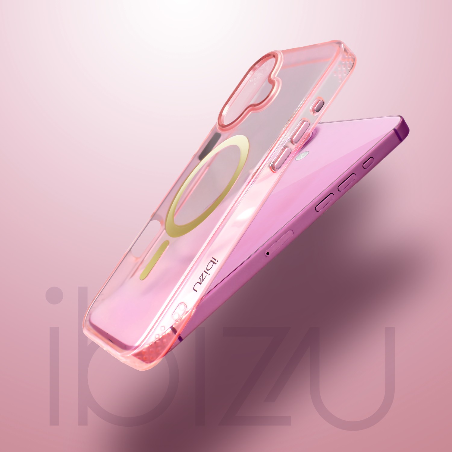 Etui do iPhone 16 Golden Elite, cienkie, ze złotym MagSafe, różowe