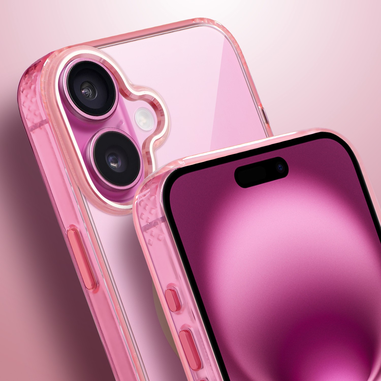 Etui do iPhone 16 Golden Elite, cienkie, ze złotym MagSafe, różowe