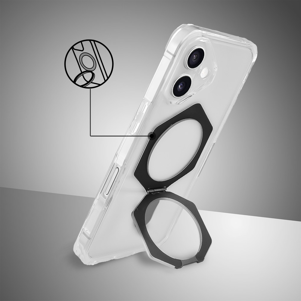 Etui do iPhone 16 HexArmor Skin Stand, twarde z podstawką, czarne