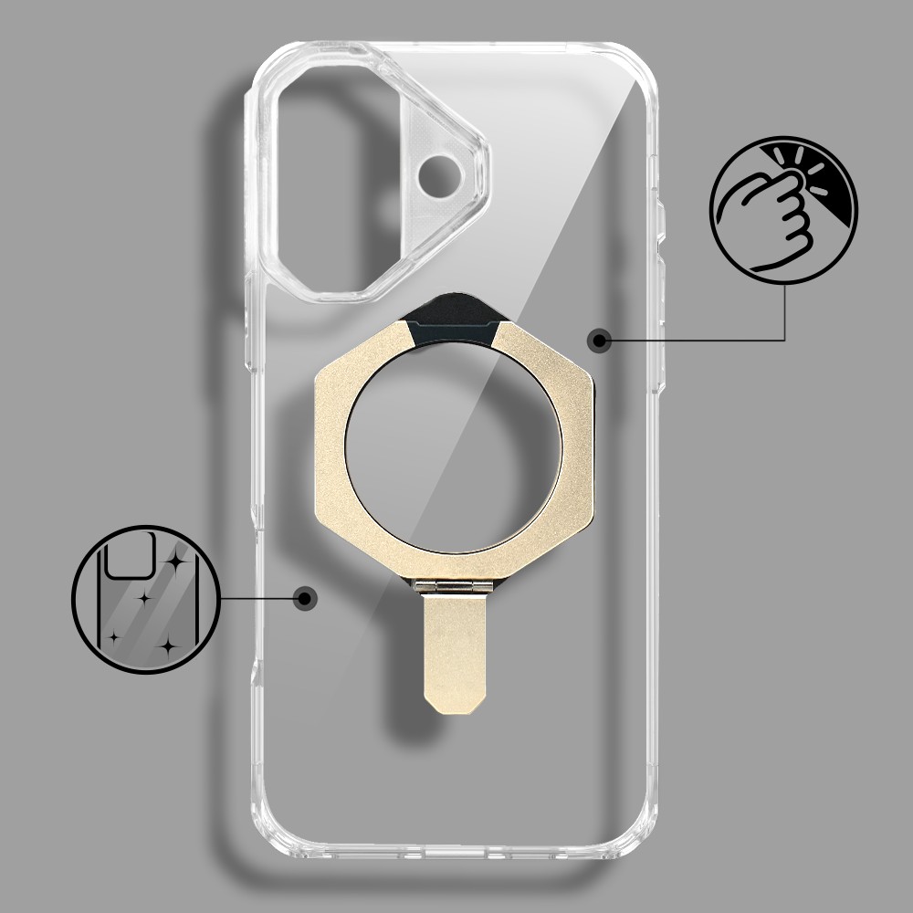 Etui do iPhone 16 HexArmor Skin Stand, twarde z podstawką, tytan pustynny