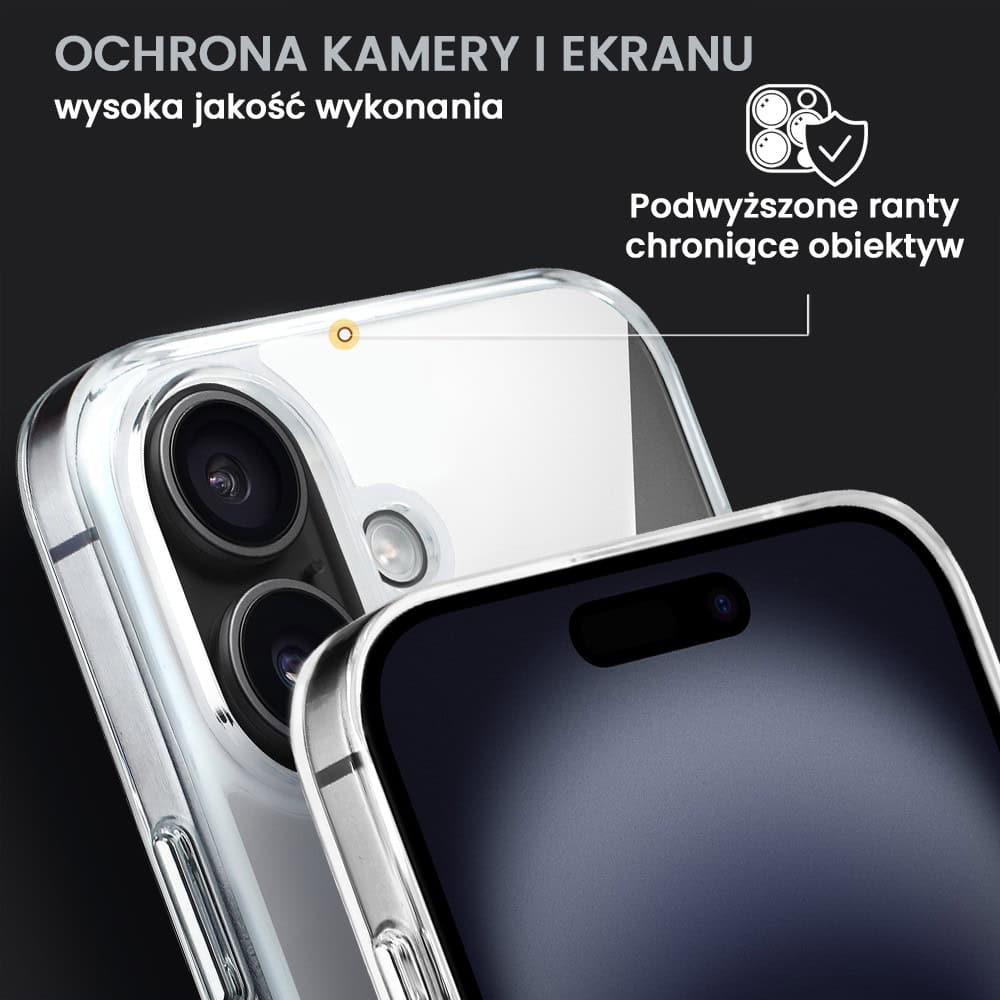 Etui do iPhone 16 Plus, Ibizu Crystal Clear Glass z MagSafe, szklany tył 9H, przeźroczyste