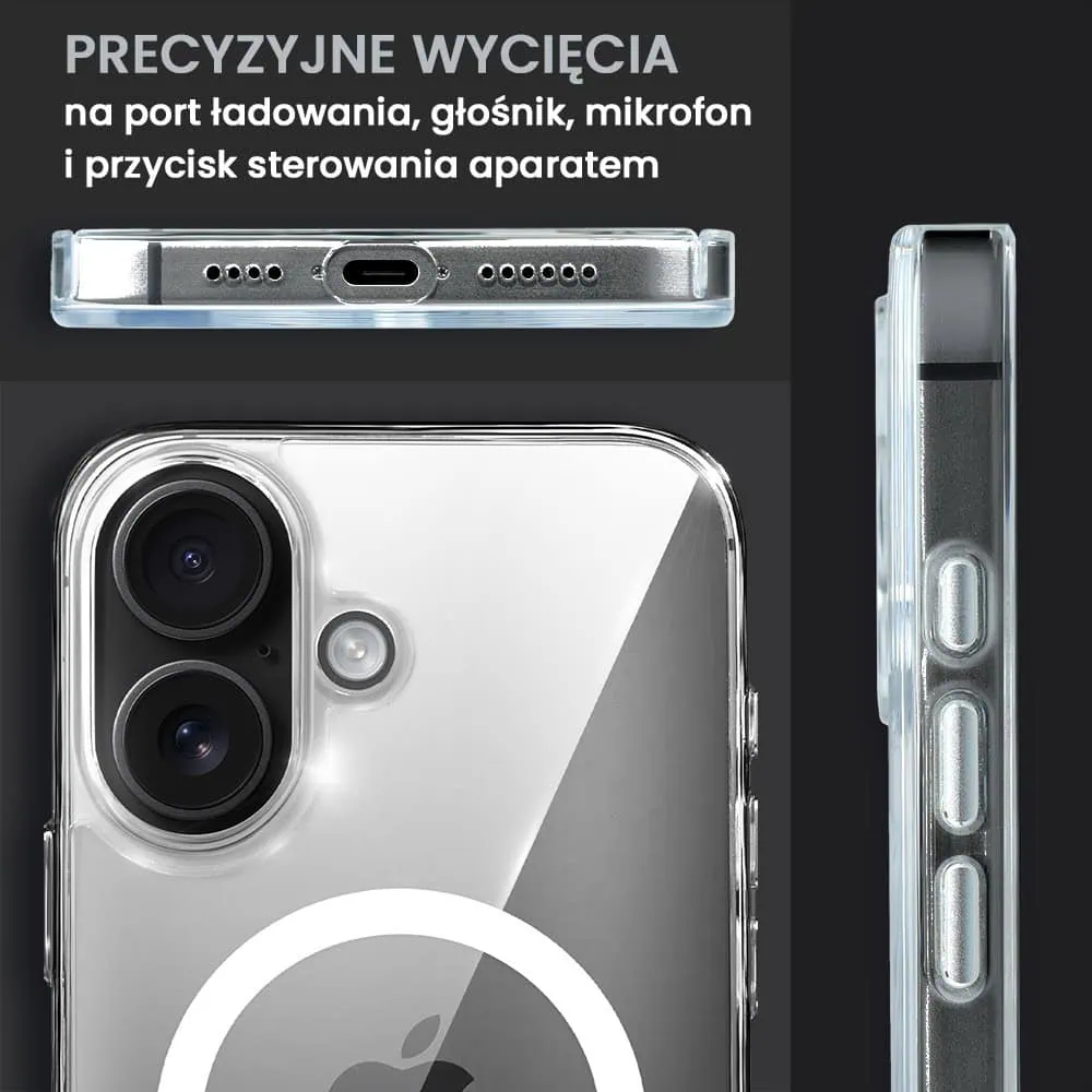 Etui do iPhone 16 Plus, Ibizu Crystal Clear Glass z MagSafe, szklany tył 9H, przeźroczyste