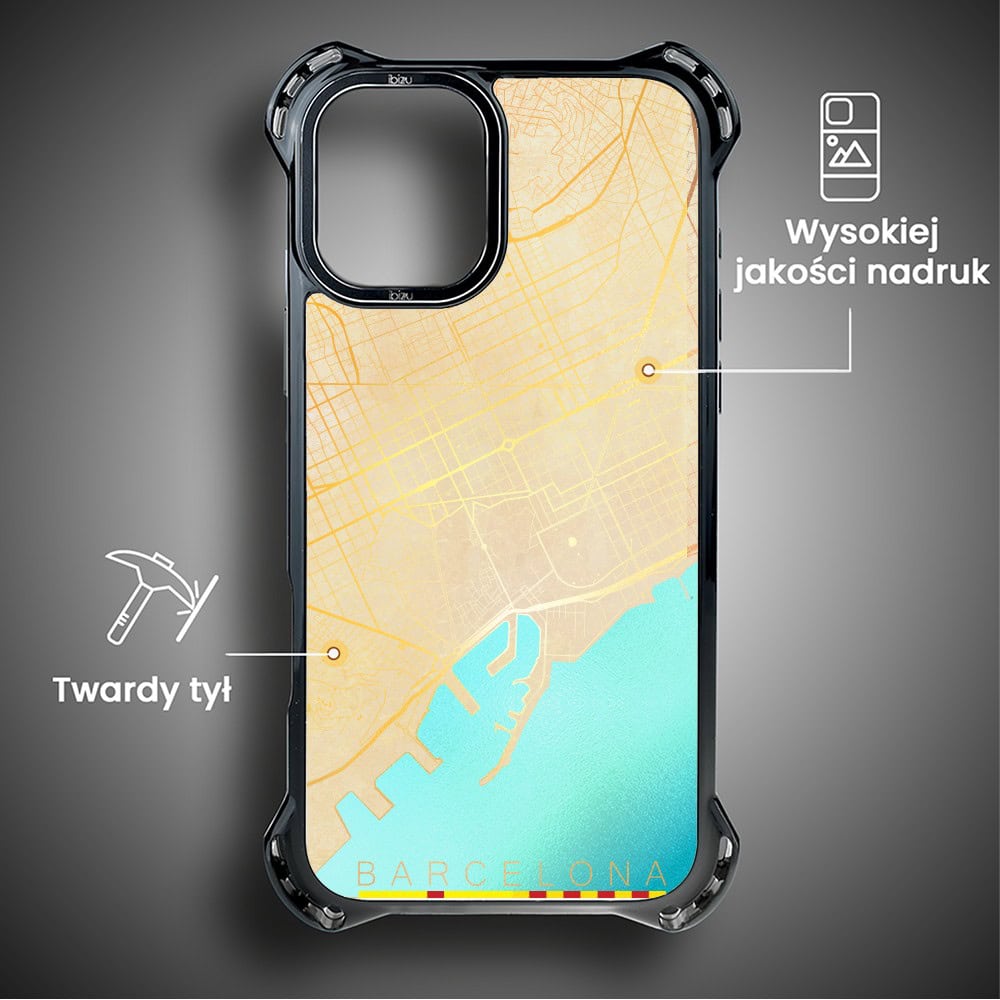 Etui do iPhone 16, Ibizu DropGuard Ultra z MagSafe, Mapy Świata, Barcelona