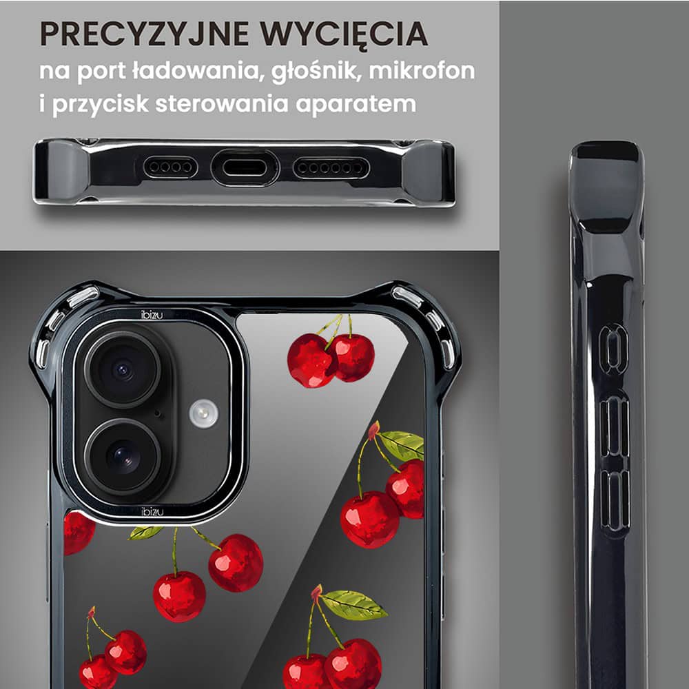 Etui do iPhone 16 Plus, Ibizu DropGuard Ultra z MagSafe, Midnight, Wiśniowa noc