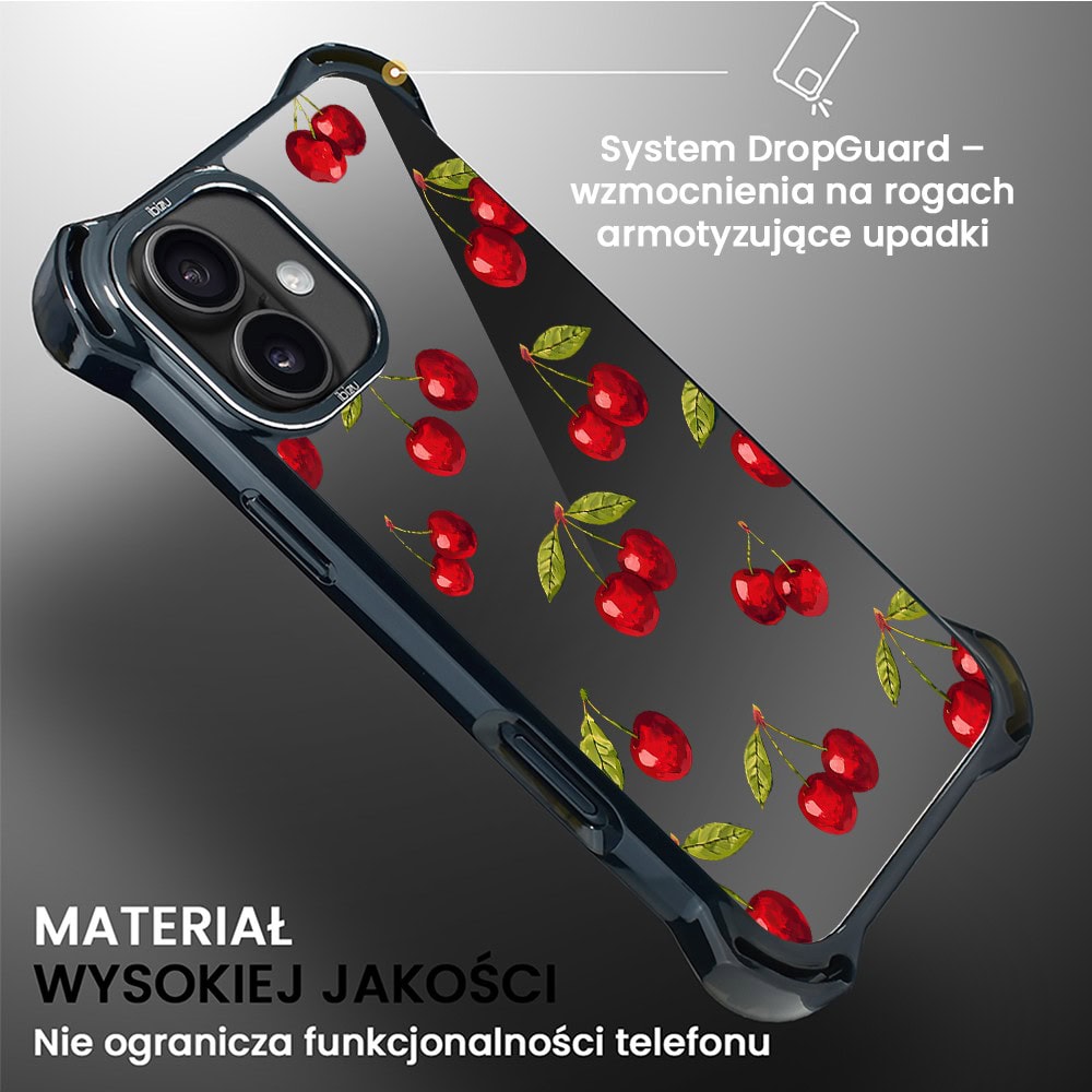 Etui do iPhone 16 Plus, Ibizu DropGuard Ultra z MagSafe, Midnight, Wiśniowa noc