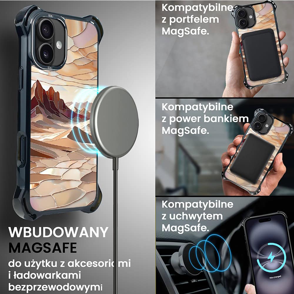 Etui do iPhone 16, Ibizu DropGuard Ultra z MagSafe, Barwy Szkła, Pustynny spokój
