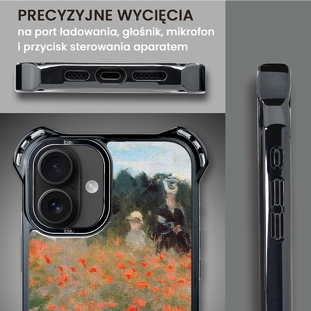 Etui do iPhone 16, Ibizu DropGuard Ultra z MagSafe, Claude Monet, pole maków