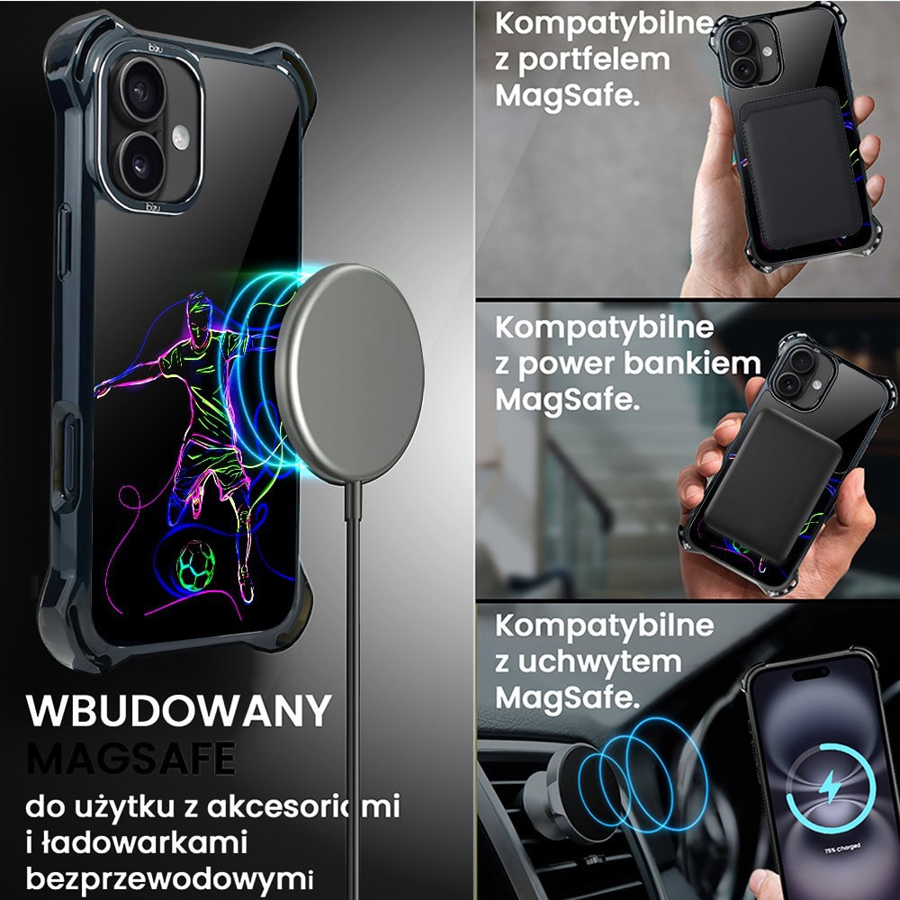 Etui do iPhone 16, Ibizu DropGuard Ultra z MagSafe, #ElectroMove, Moc football’u
