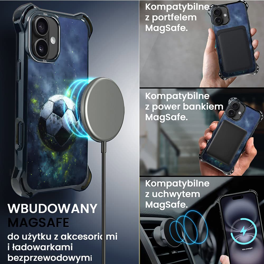 Etui do iPhone 16 Plus, Ibizu DropGuard Ultra z MagSafe, #Move, Piłka nożna