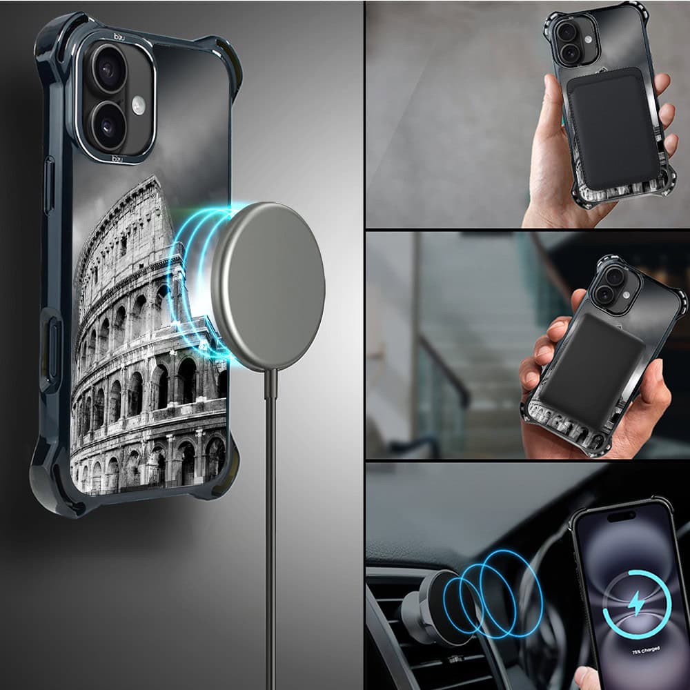 Etui do iPhone 16, Ibizu DropGuard Ultra z MagSafe, Noir City, Koloseum