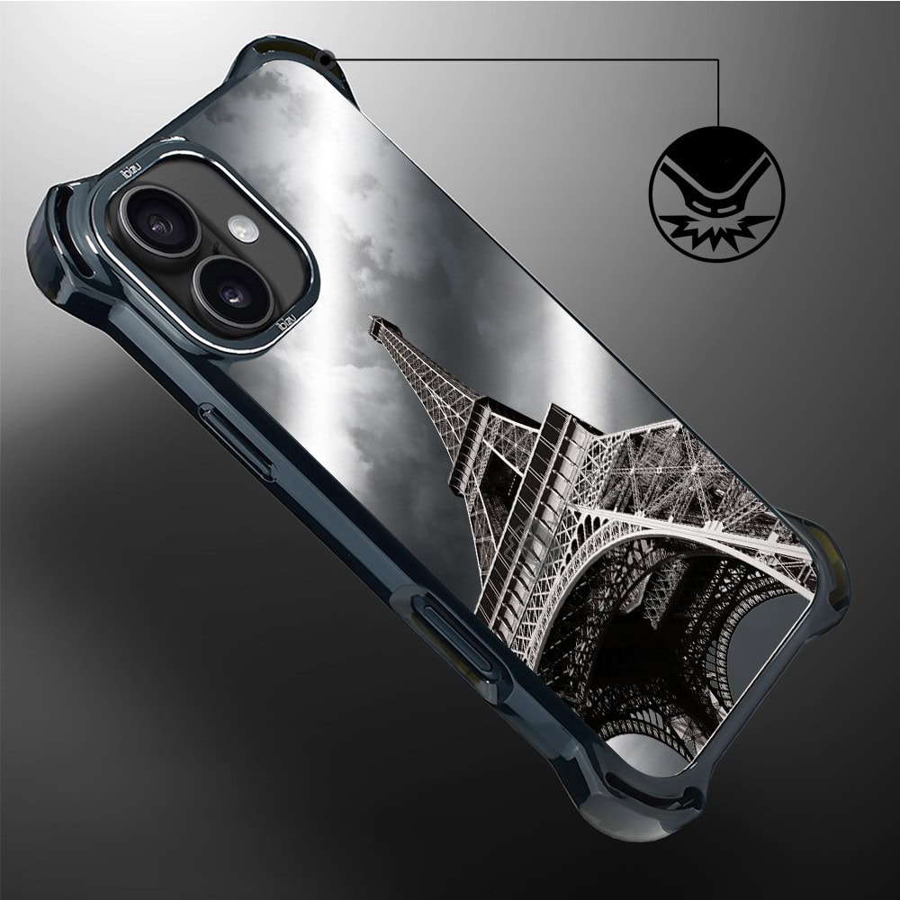 Etui do iPhone 16 Plus, Ibizu DropGuard Ultra z MagSafe, Noir City, Wieża Eiffla