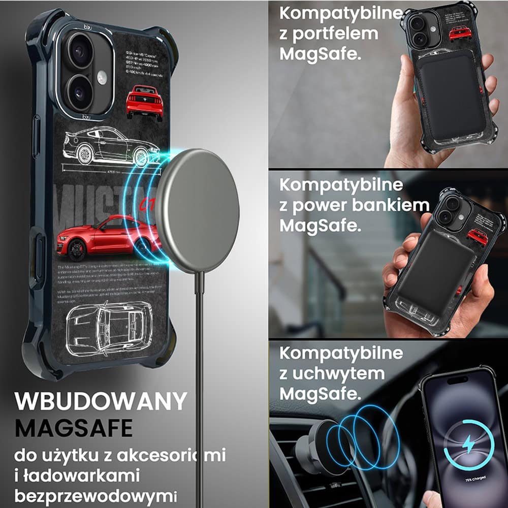 Etui do iPhone 16 Plus, Ibizu DropGuard Ultra z MagSafe, TechDrive, GT V8 “Coyote”