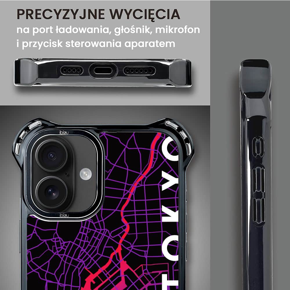 Etui do iPhone 16, Ibizu DropGuard Ultra z MagSafe, Mapy Świata, Tokyo