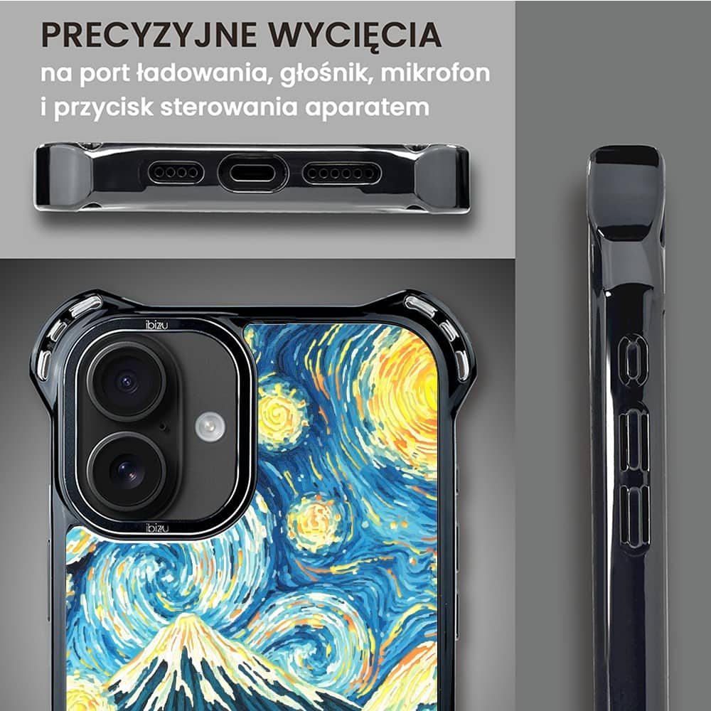Etui do iPhone 16, Ibizu DropGuard Ultra z MagSafe, Van Gogh, gwieździsta noc