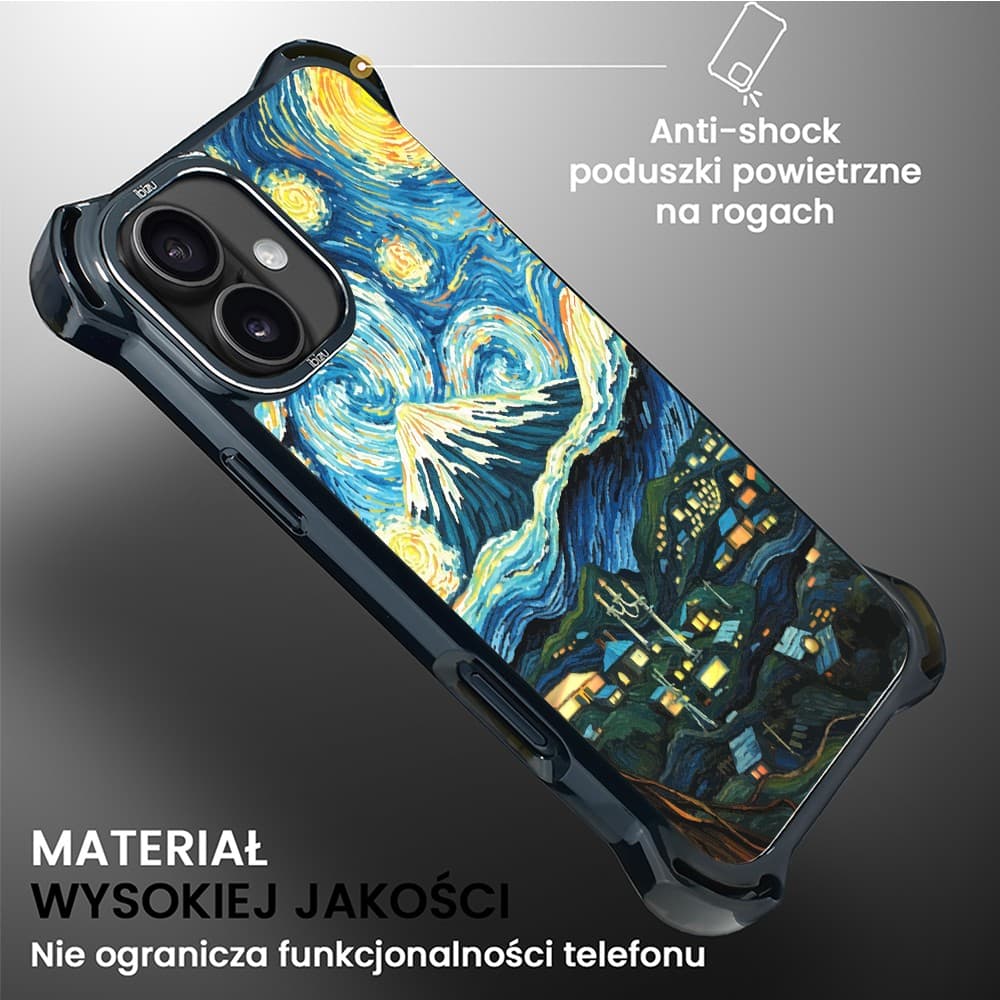 Etui do iPhone 16, Ibizu DropGuard Ultra z MagSafe, Van Gogh, gwieździsta noc