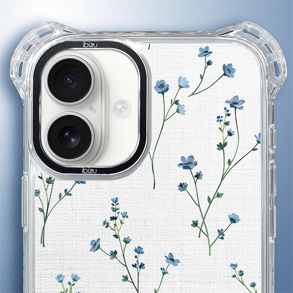 Etui do iPhone 16, Ibizu DropGuard Ultra z MagSafe, Pastel Bloom, Niebieski sen