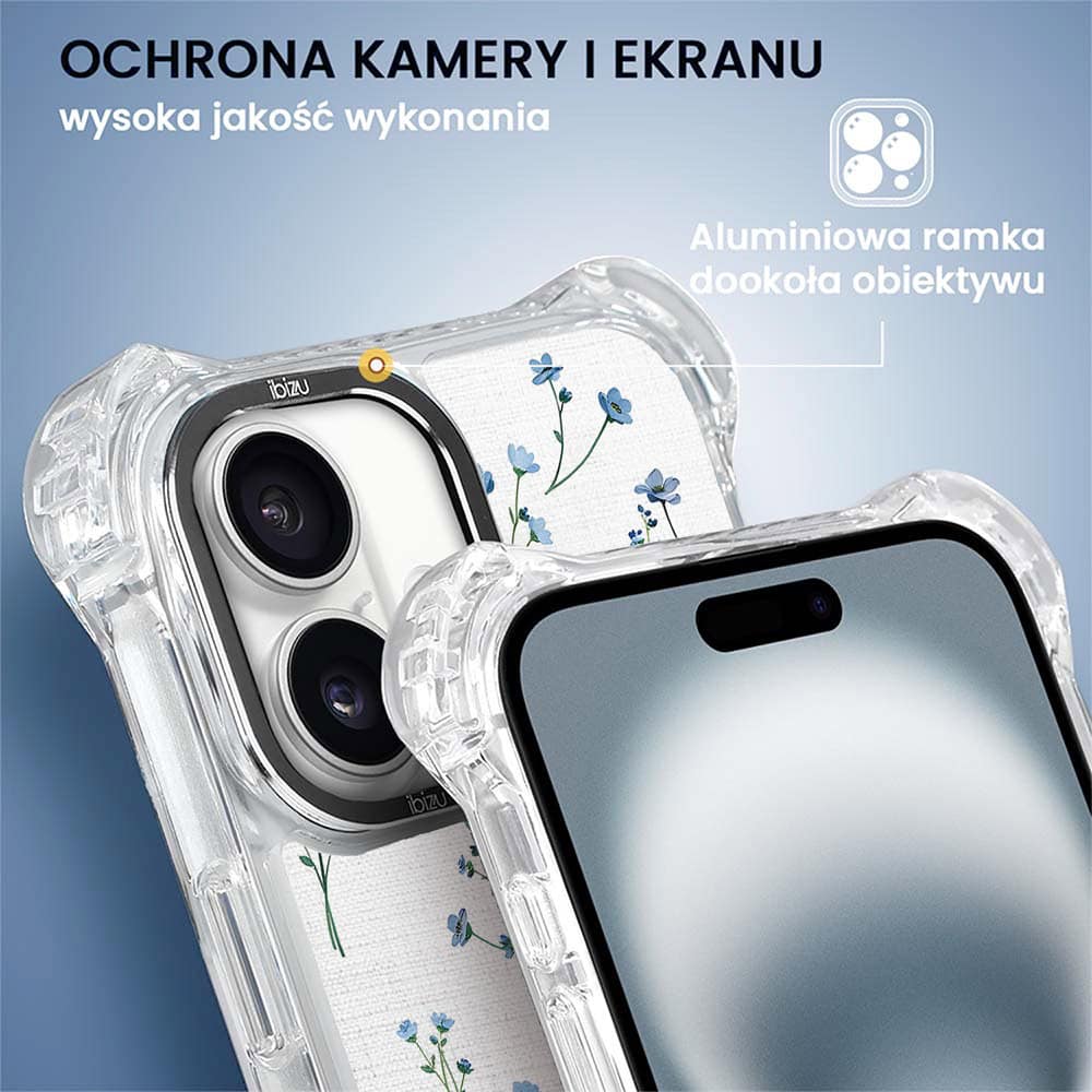 Etui do iPhone 16, Ibizu DropGuard Ultra z MagSafe, Pastel Bloom, Niebieski sen