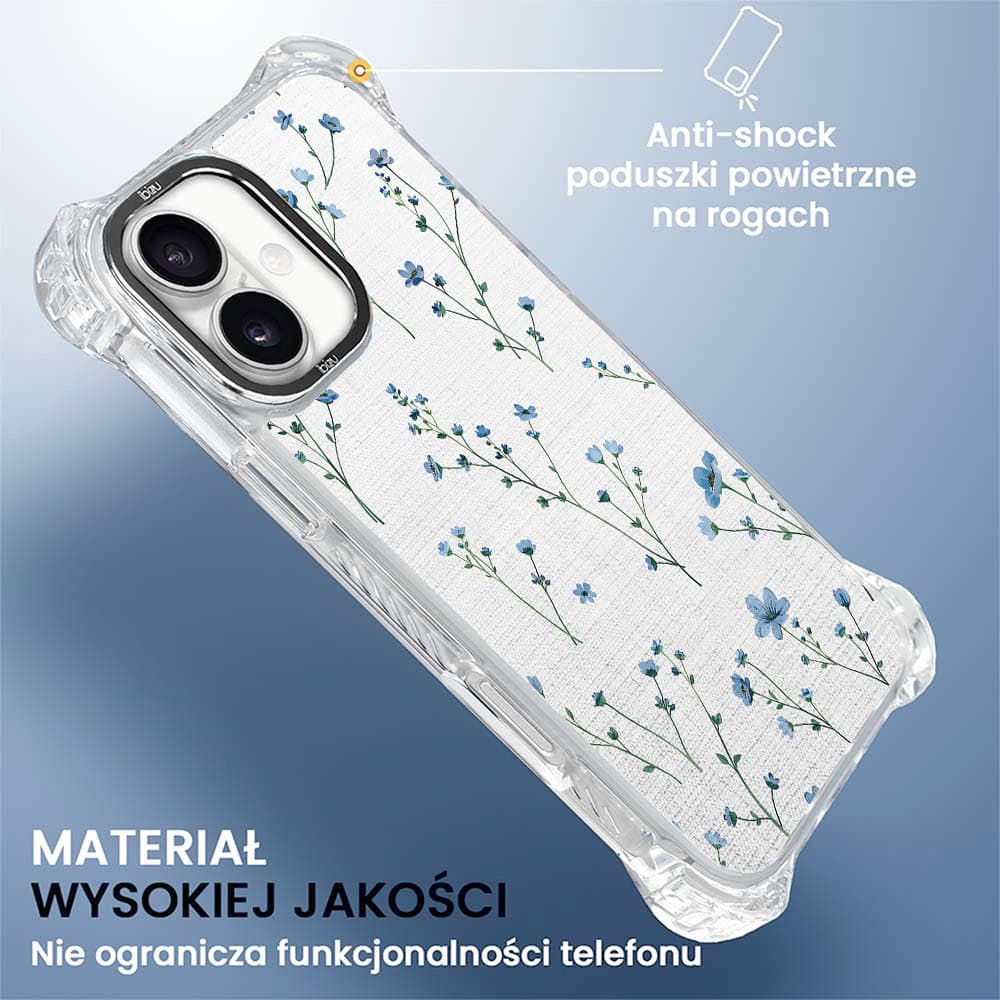 Etui do iPhone 16, Ibizu DropGuard Ultra z MagSafe, Pastel Bloom, Niebieski sen