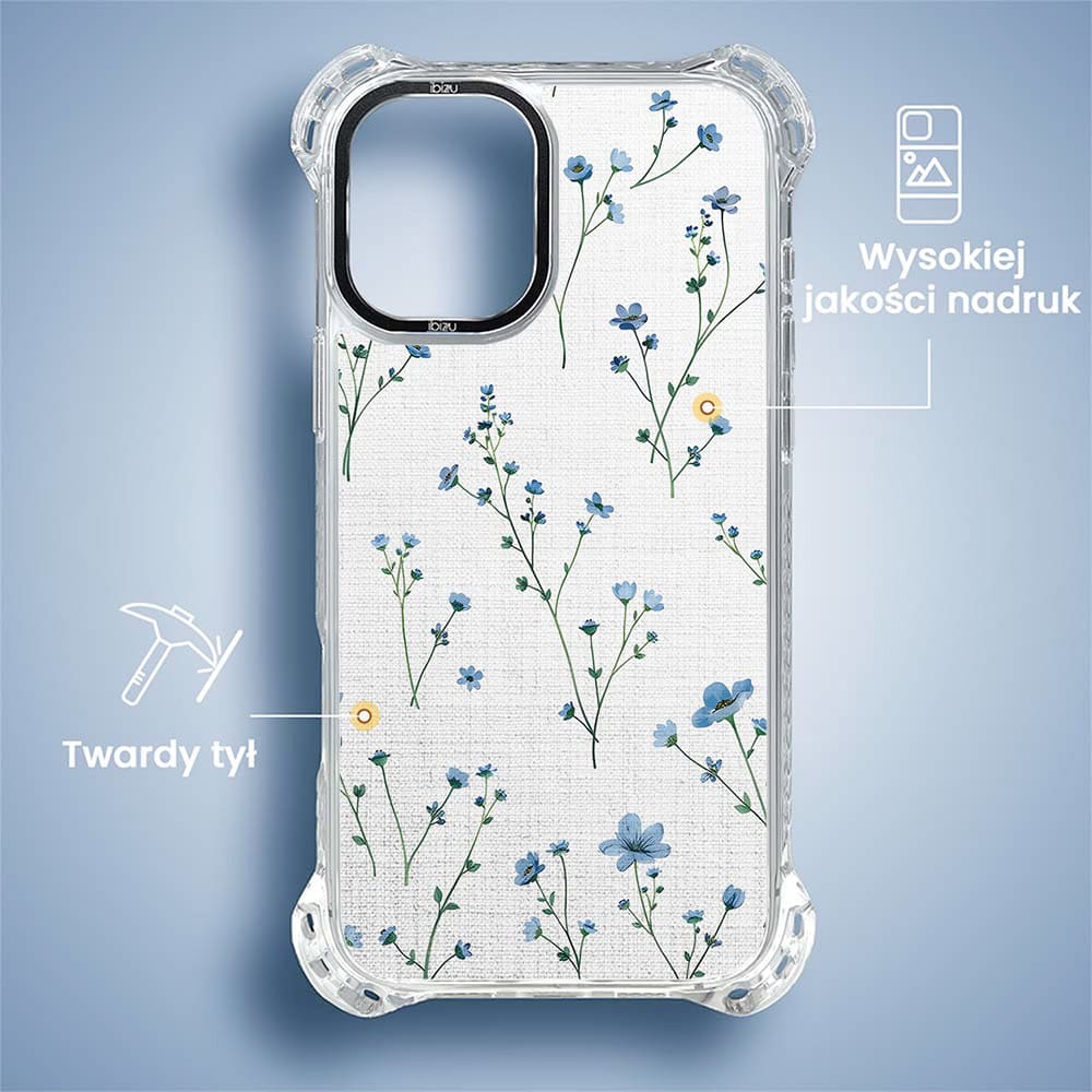 Etui do iPhone 16, Ibizu DropGuard Ultra z MagSafe, Pastel Bloom, Niebieski sen