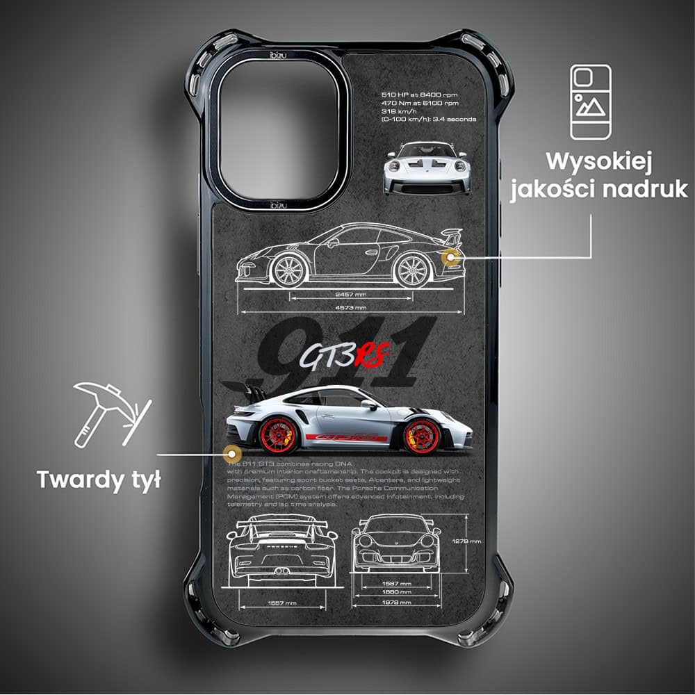 Etui do iPhone 16 Plus, Ibizu DropGuard Ultra z MagSafe, TechDrive, 911 GT3 RS