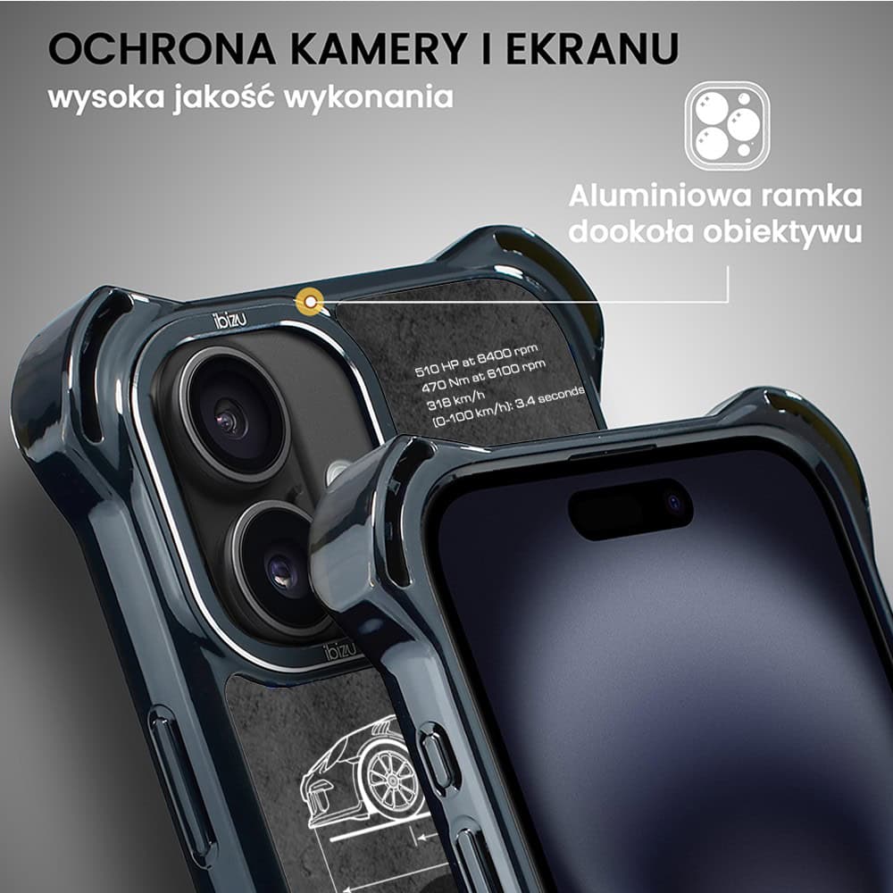 Etui do iPhone 16 Plus, Ibizu DropGuard Ultra z MagSafe, TechDrive, 911 GT3 RS