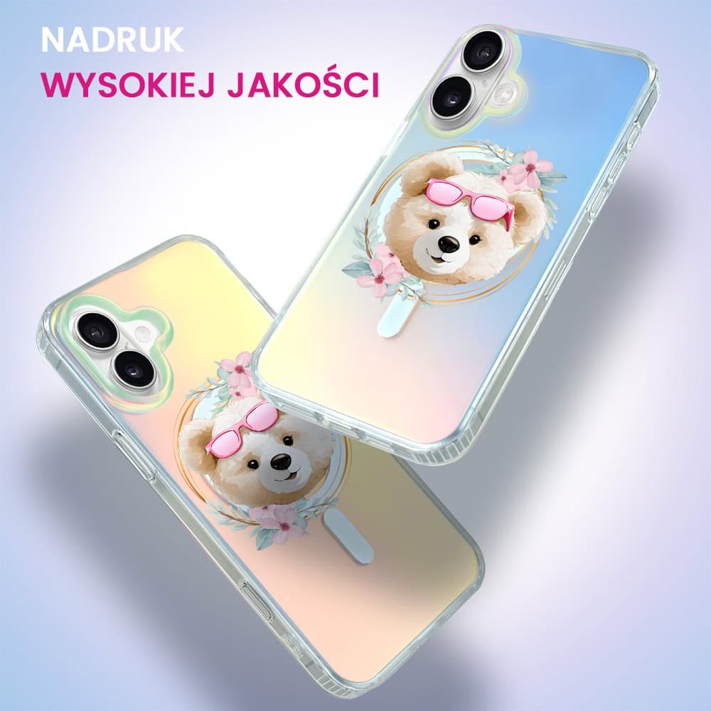 Etui do iPhone 16 MagSafe Bear With Me, Flower Queen, miś z kwiatami, zmieniające kolor