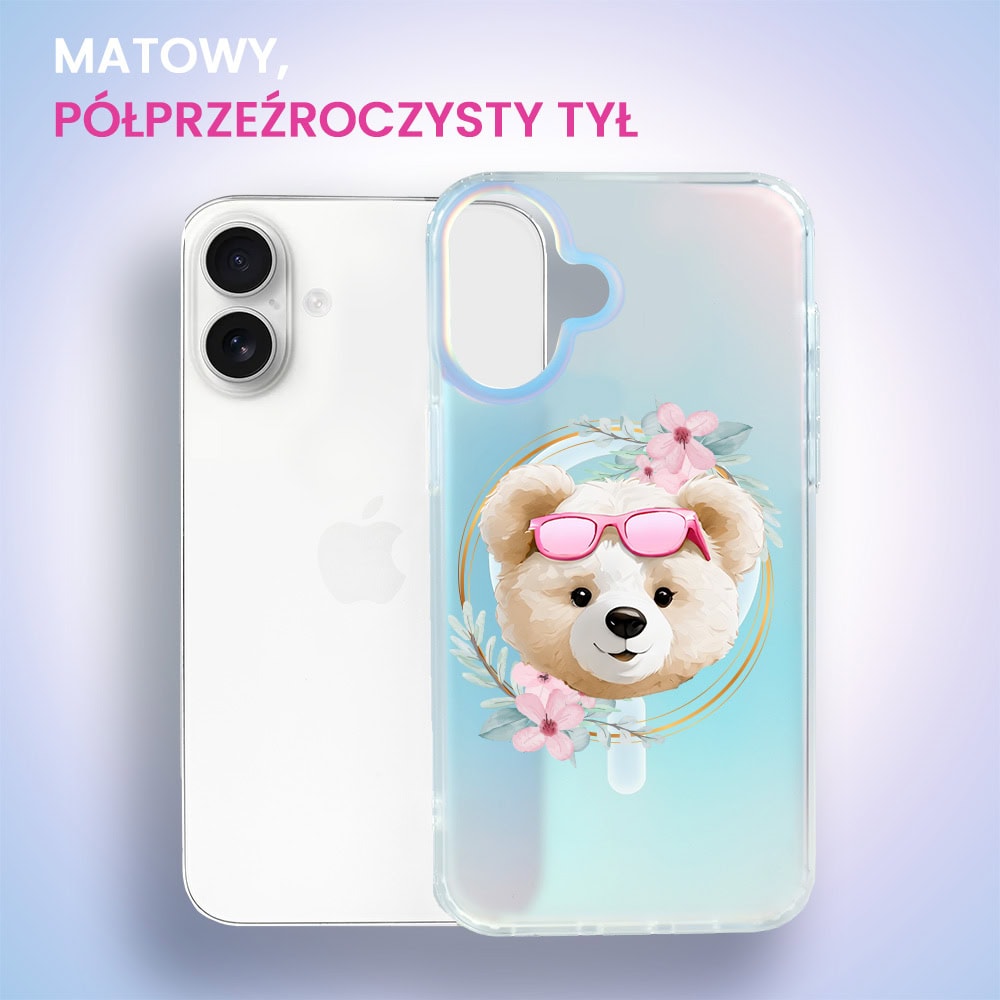 Etui do iPhone 16 MagSafe Bear With Me, Flower Queen, miś z kwiatami, zmieniające kolor