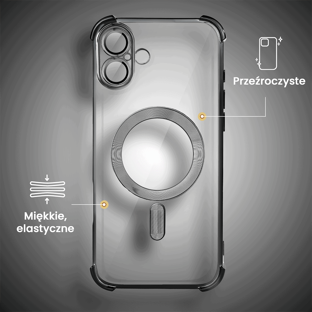 Etui do iPhone 16 MagSafe Luxury Anti-Shock Lens Protect, czarne