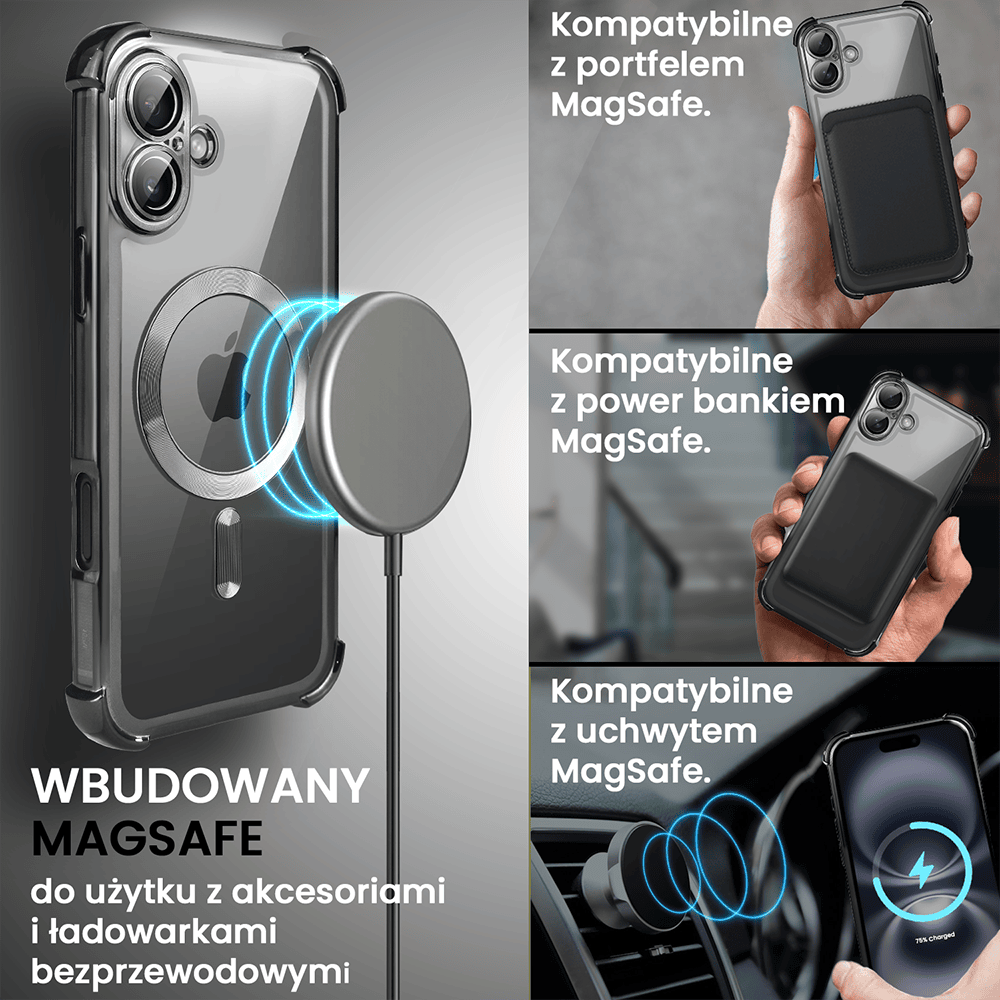 Etui do iPhone 16 MagSafe Luxury Anti-Shock Lens Protect, czarne