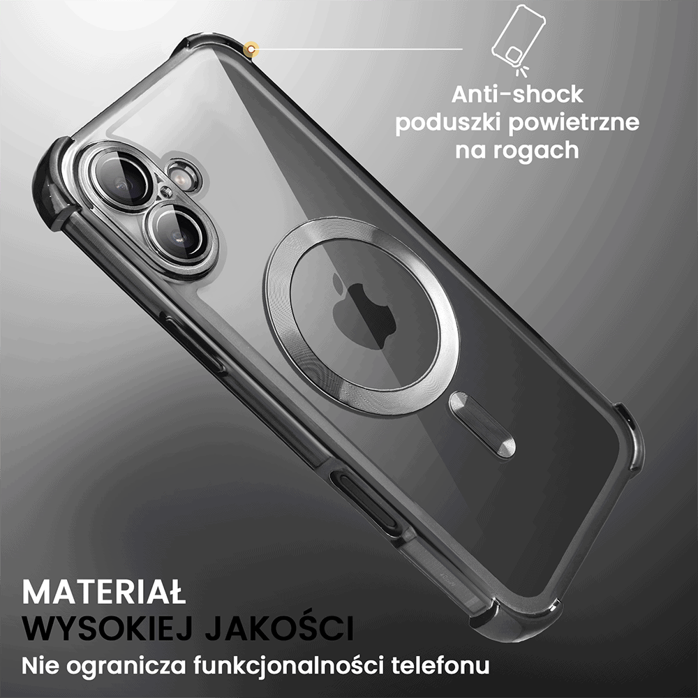 Etui do iPhone 16 MagSafe Luxury Anti-Shock Lens Protect, czarne