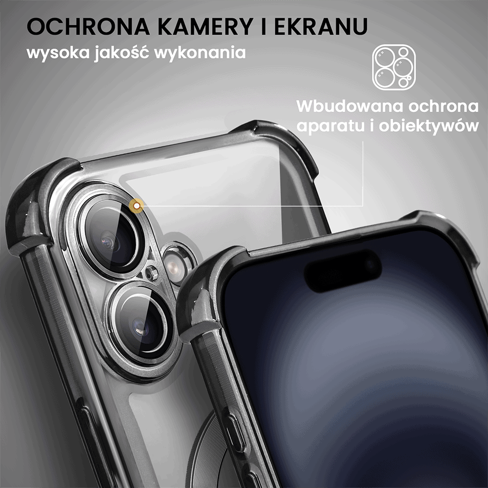 Etui do iPhone 16 MagSafe Luxury Anti-Shock Lens Protect, czarne