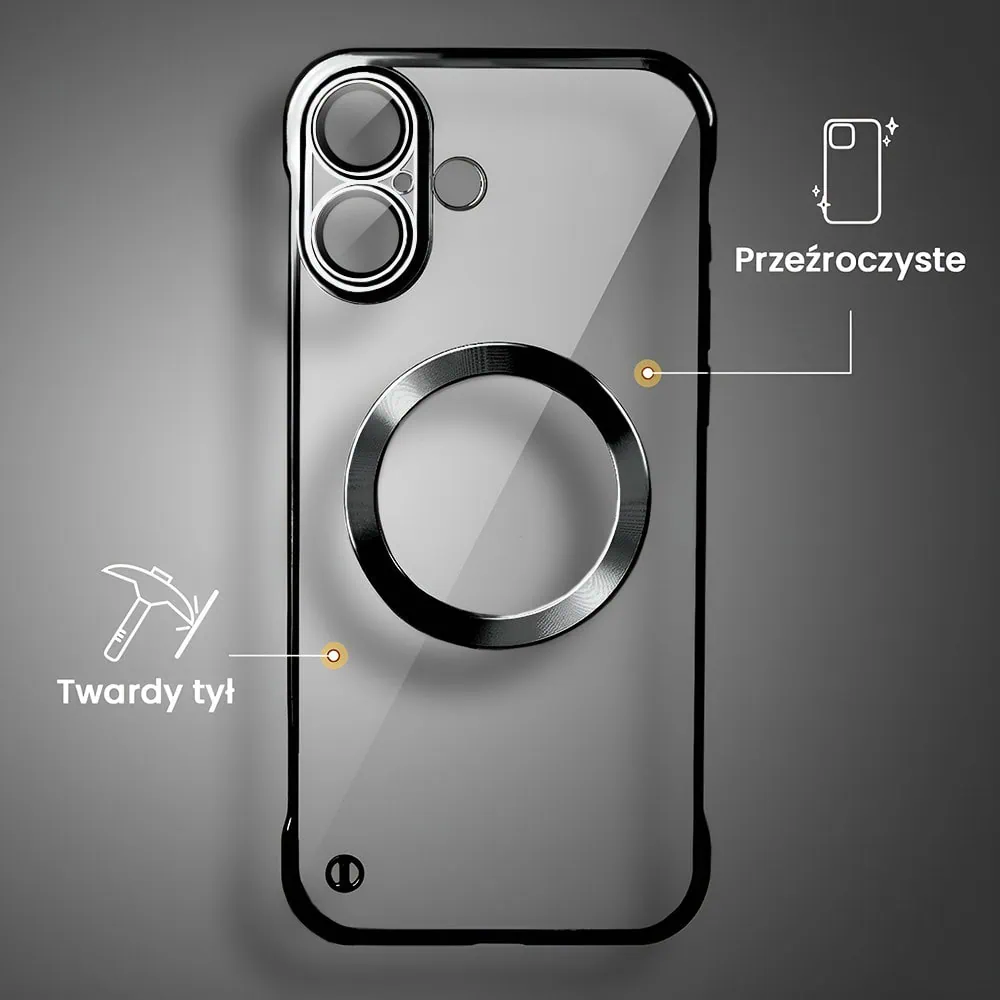Etui do iPhone 16 MagSafe Luxury Protect Lite, hybrydowa ochrona kamery, czarne