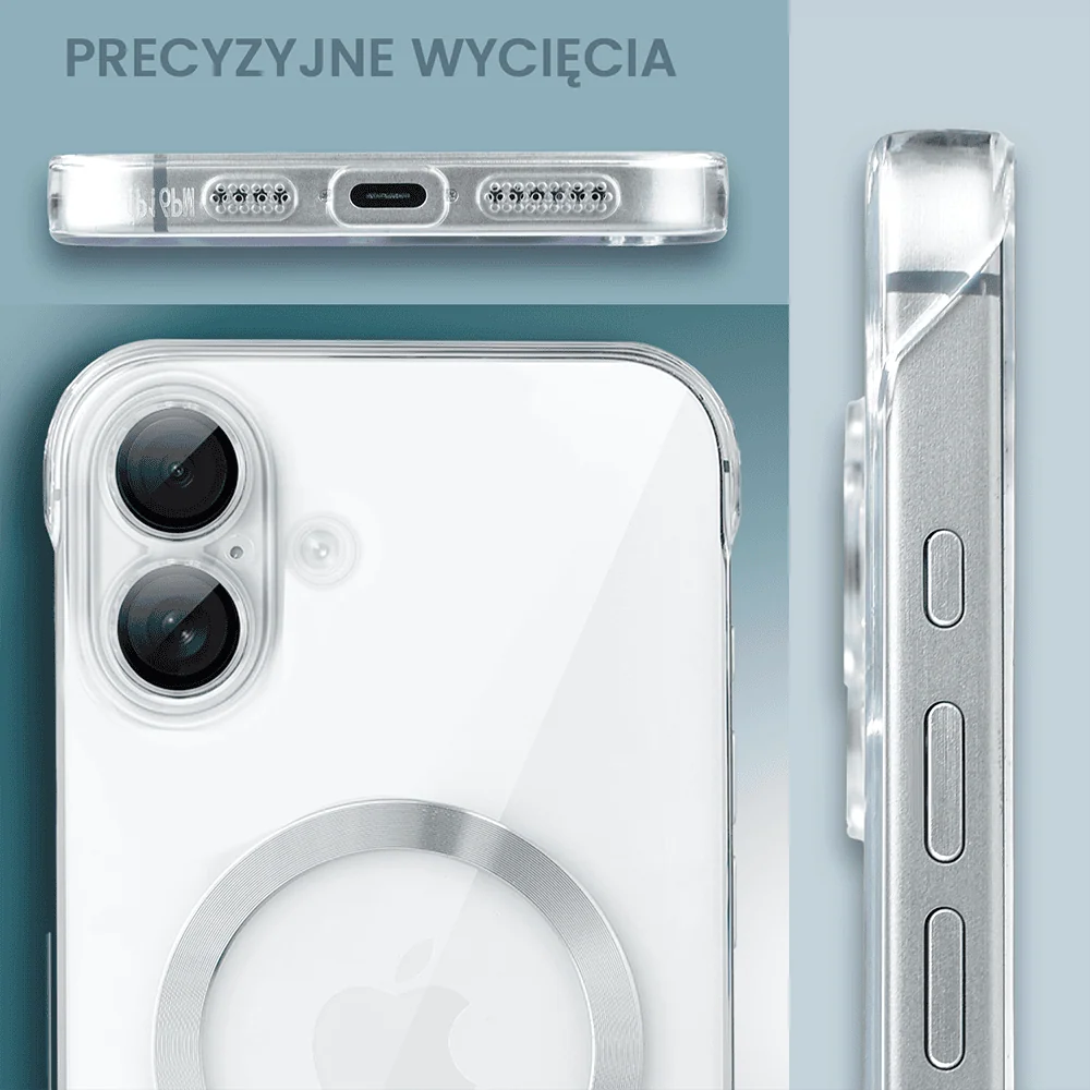 Etui do iPhone 16 Plus MagSafe Luxury Protect Lite, hybrydowa ochrona kamery, przeźroczyste