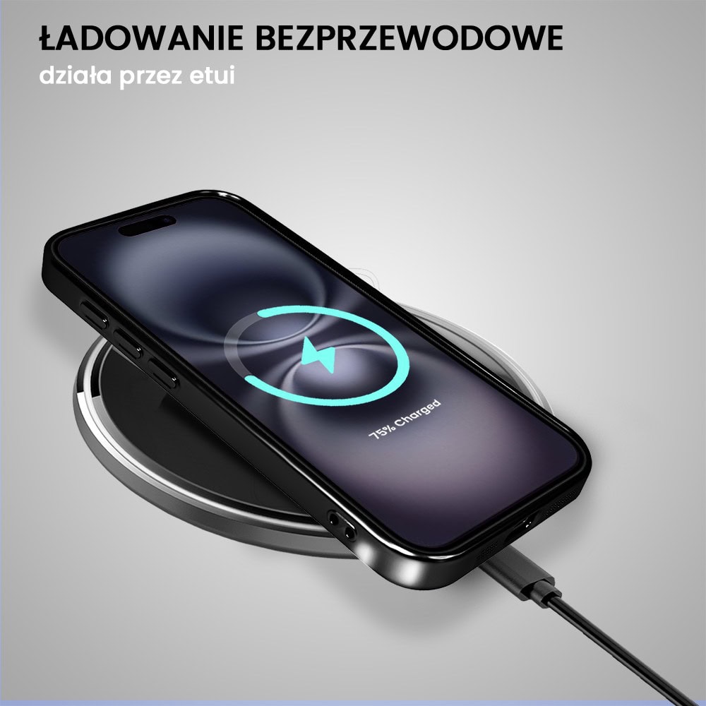 Etui do iPhone 16 MagSafe Luxury Protect przeźroczyste, hybrydowa ochrona kamery, czarne