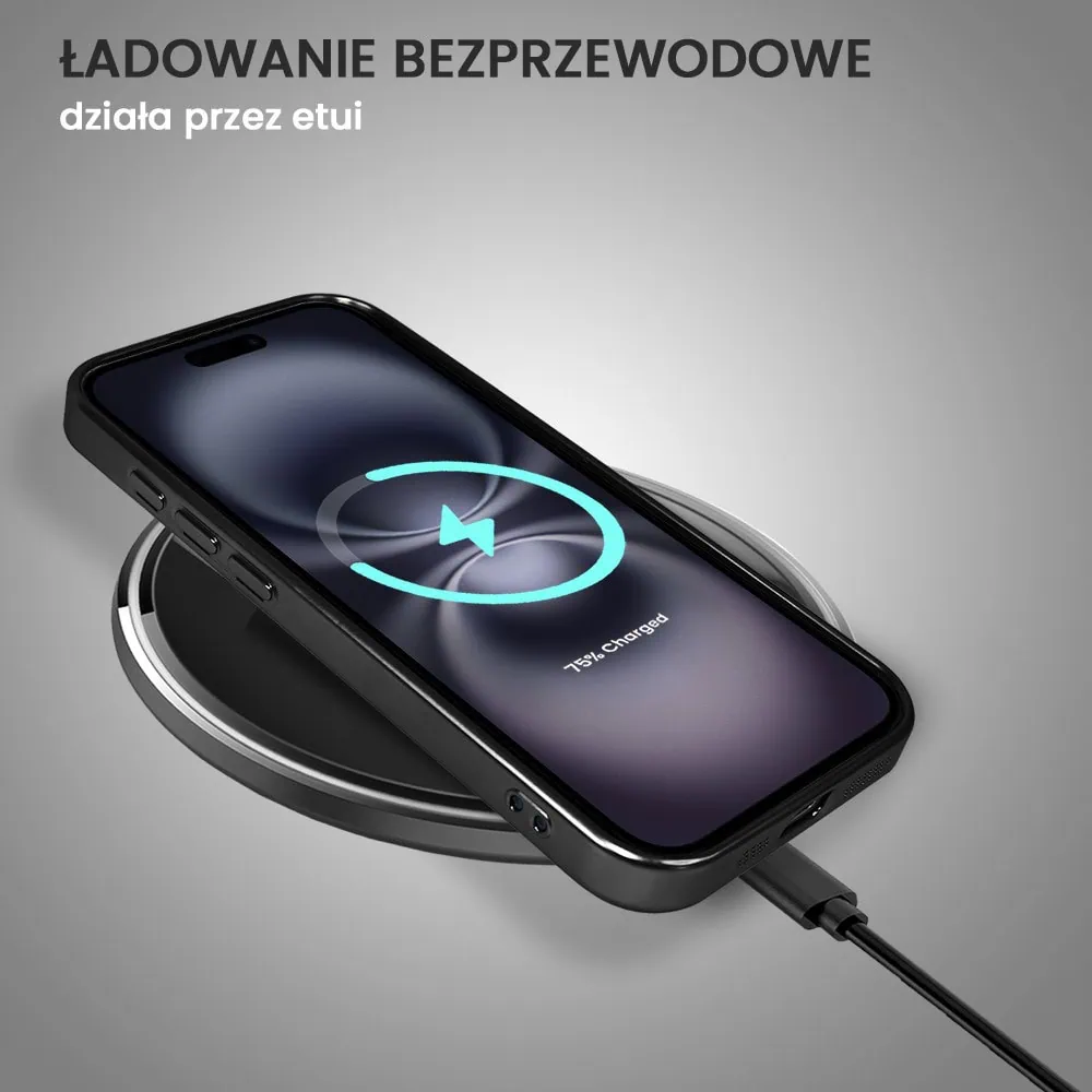 Etui do iPhone 16 MagSafe Luxury Protect przeźroczyste, z osłoną aparatu, Titanium Finish, czarny tytan